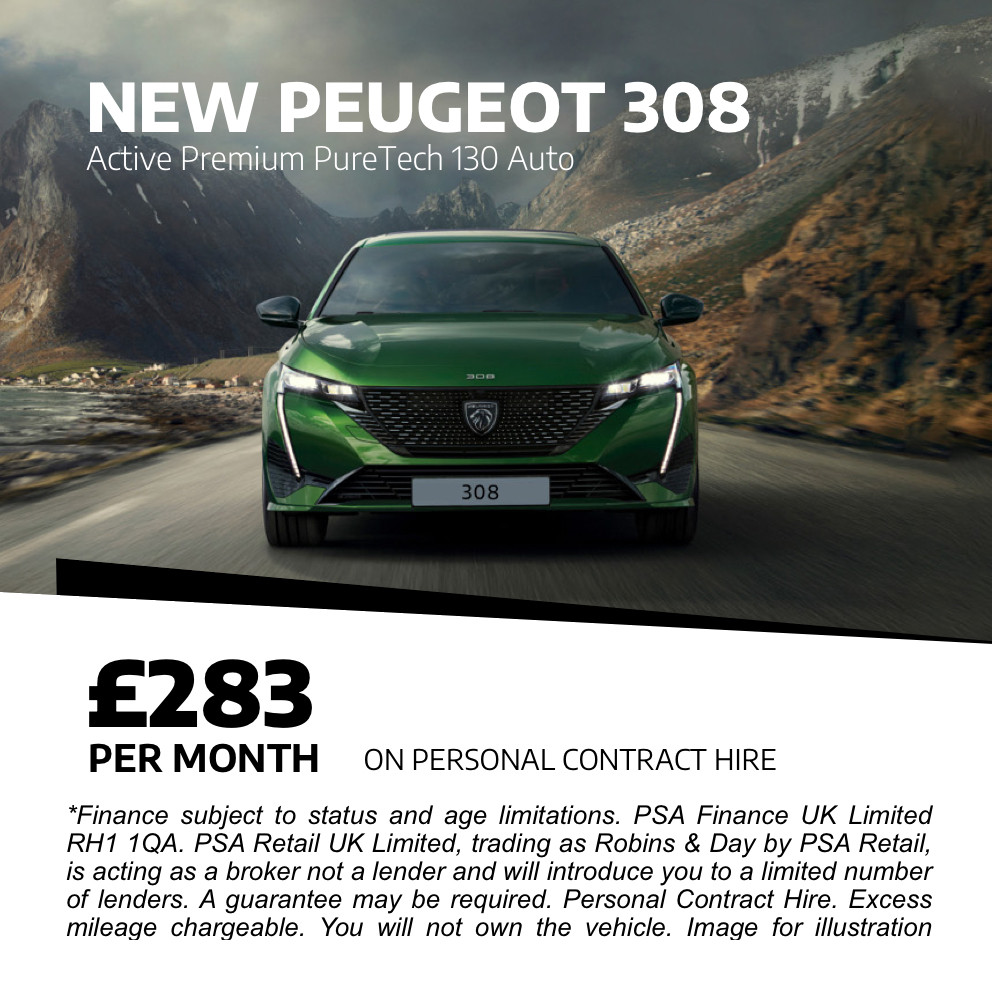 New Peugeot 308 from £283 per month